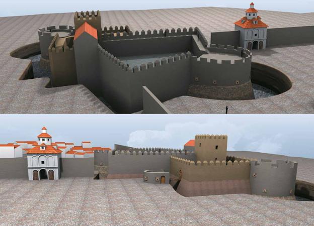 Reconstrucción virtual de la fortificación de Bibataubín desde diferentes vistas.