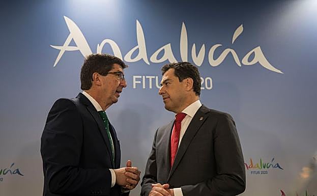 Juan Marín y Juanma Moreno en Fitur 2020.
