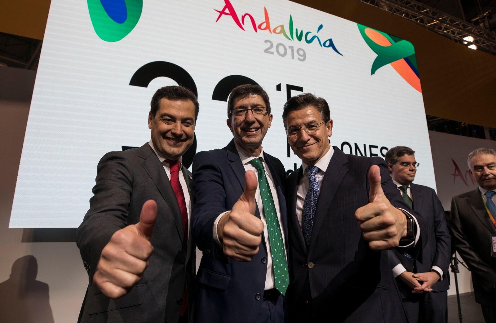 Juanma Moreno, Juan Marín y Luis Salvador.