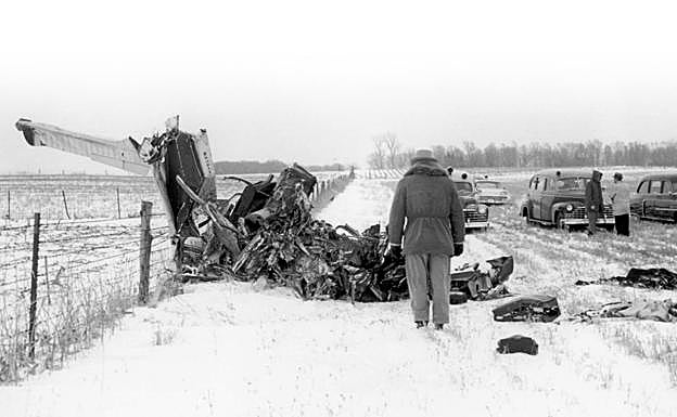Restos del avión siniestrado el 3 de febrero de 1959.