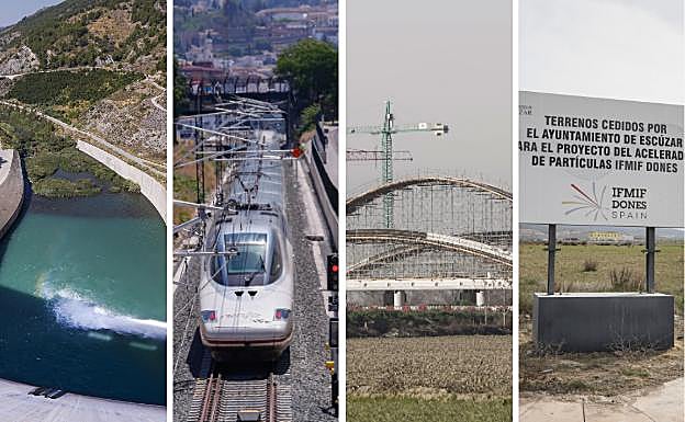 La presa de Rules, el AVE, la Segunda Circunvalación y el Polígono de Escúzar. 