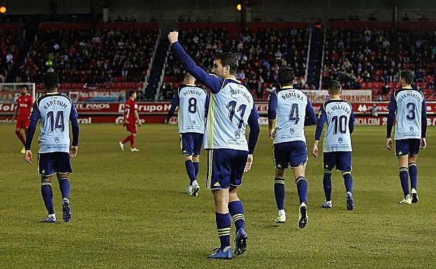 El equipo jugó de azul en Soria. 
