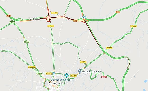 Corte de tráfico en la A-92.