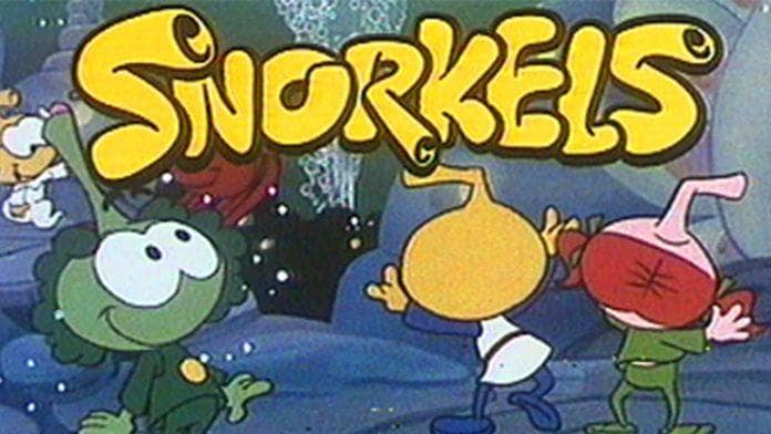 'LOS SNORKELS' | Fue una serie animada de los años 80 realizada y co-producida por Hanna-Barbera. Se basó en el cómic lanzado por el belga Nic Broca, 'Snorks'. Cuenta las aventuras de unos pequeños seres coloridos que habitan en el fondo del mar en el mundo de Snorklandia. Tienen unos snorkels en sus cabezas, que usan para desplazarse con velocidad por el agua.