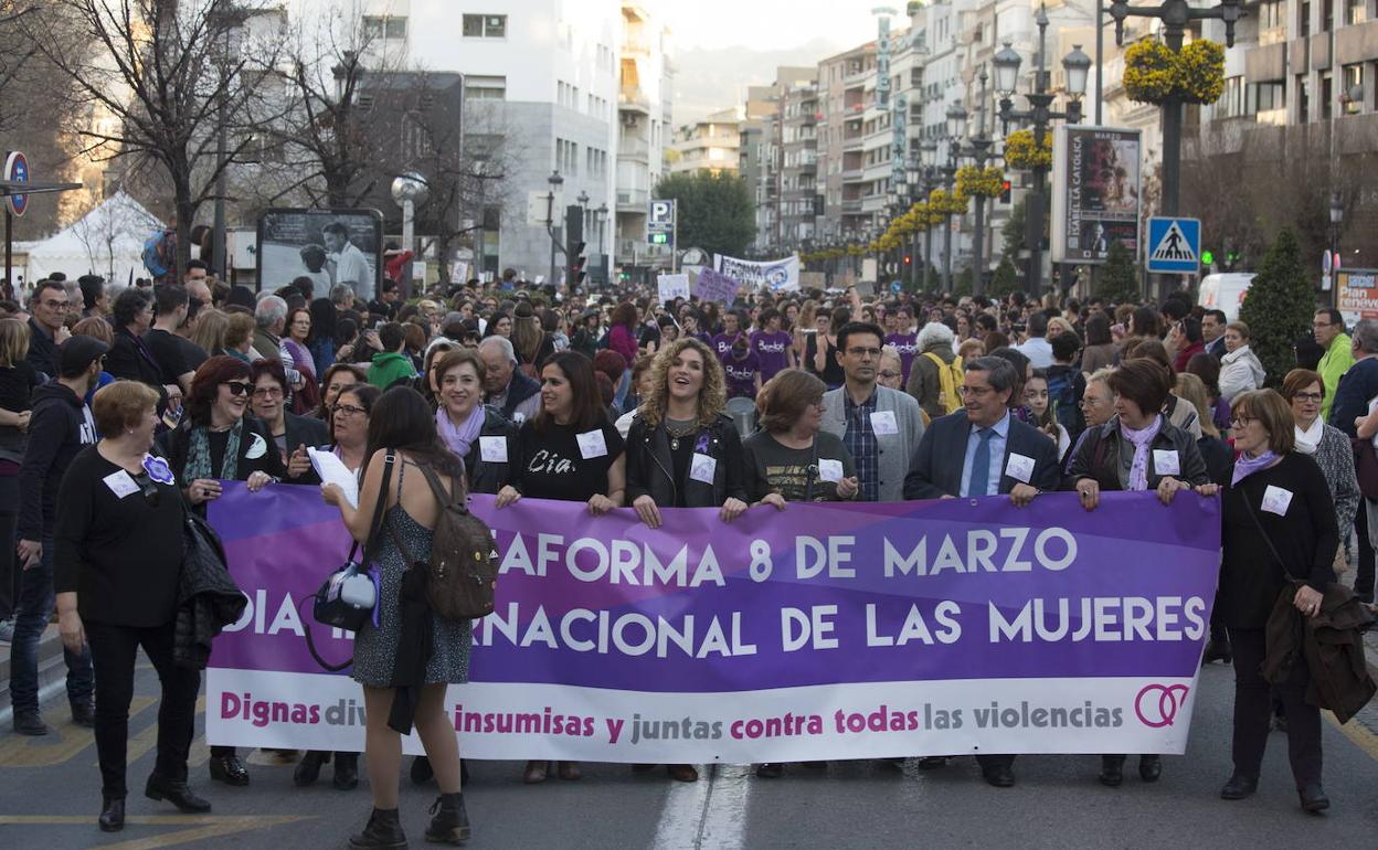 Manifestación en Granada en el Día Internacional de las Mujeres. 