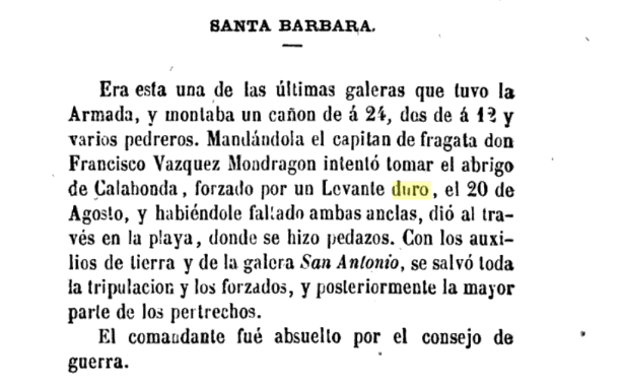 Un libro de 1867 recoge la historia del naufragio del Santa Bárbara.