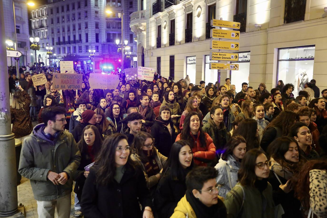 La manifestación nocturna recorrió las calles Reyes Católicos, Recogidas, Pedro Antonio de Alarcón y terminó en el entorno de Ciencias