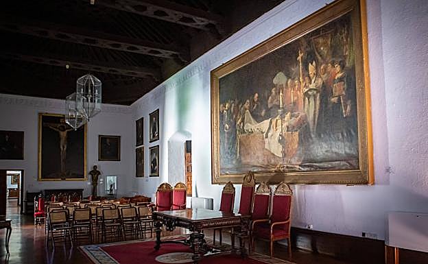 Imagen principal - Panorámica general del Salón Rojo y detalles de 'Muerte del príncipe de Viana'