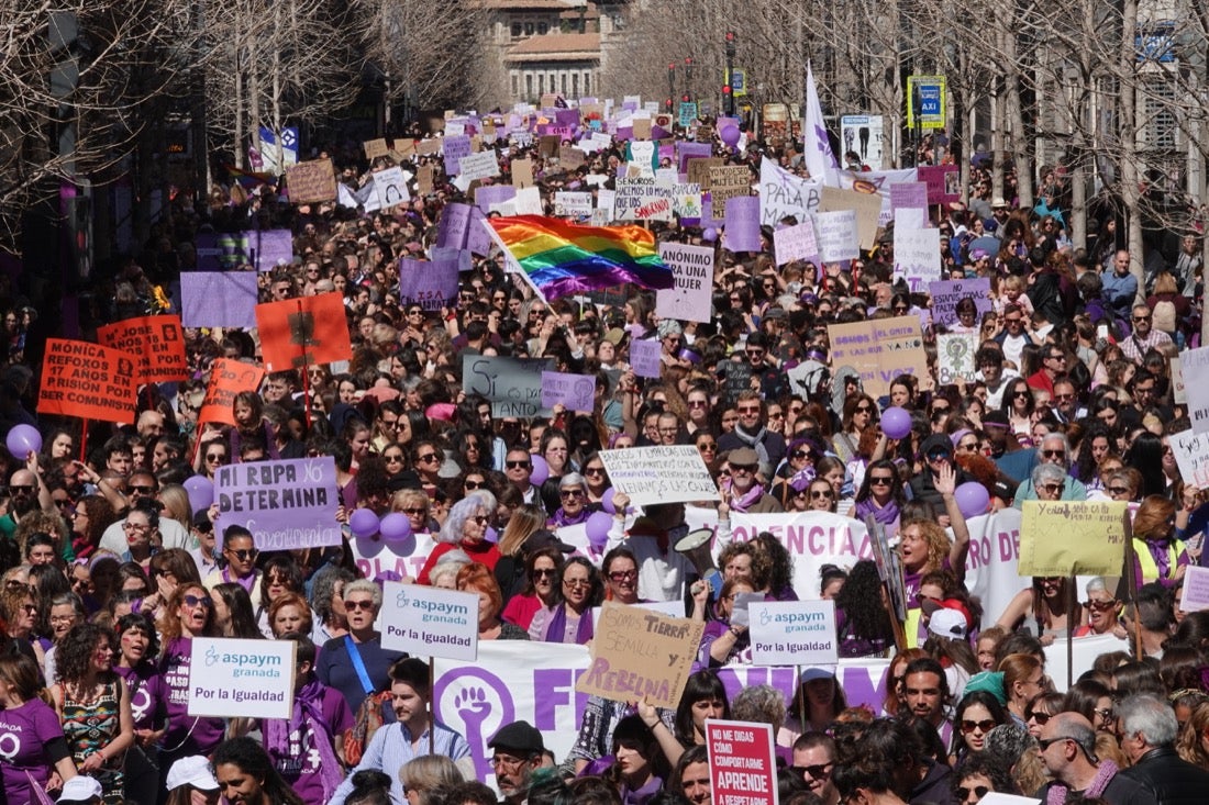 Repaso completo en imágenes a una marcha multitudinaria este Día de la Mujer en Granada