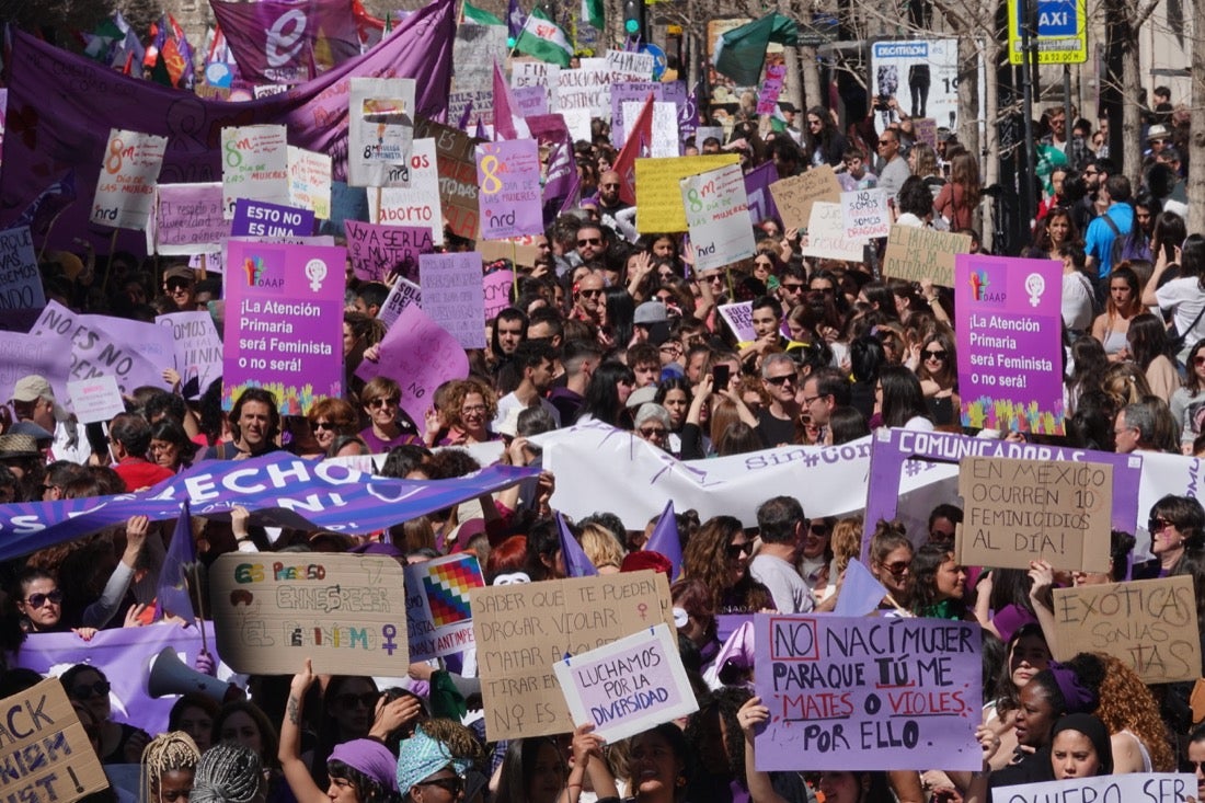 Repaso completo en imágenes a una marcha multitudinaria este Día de la Mujer en Granada