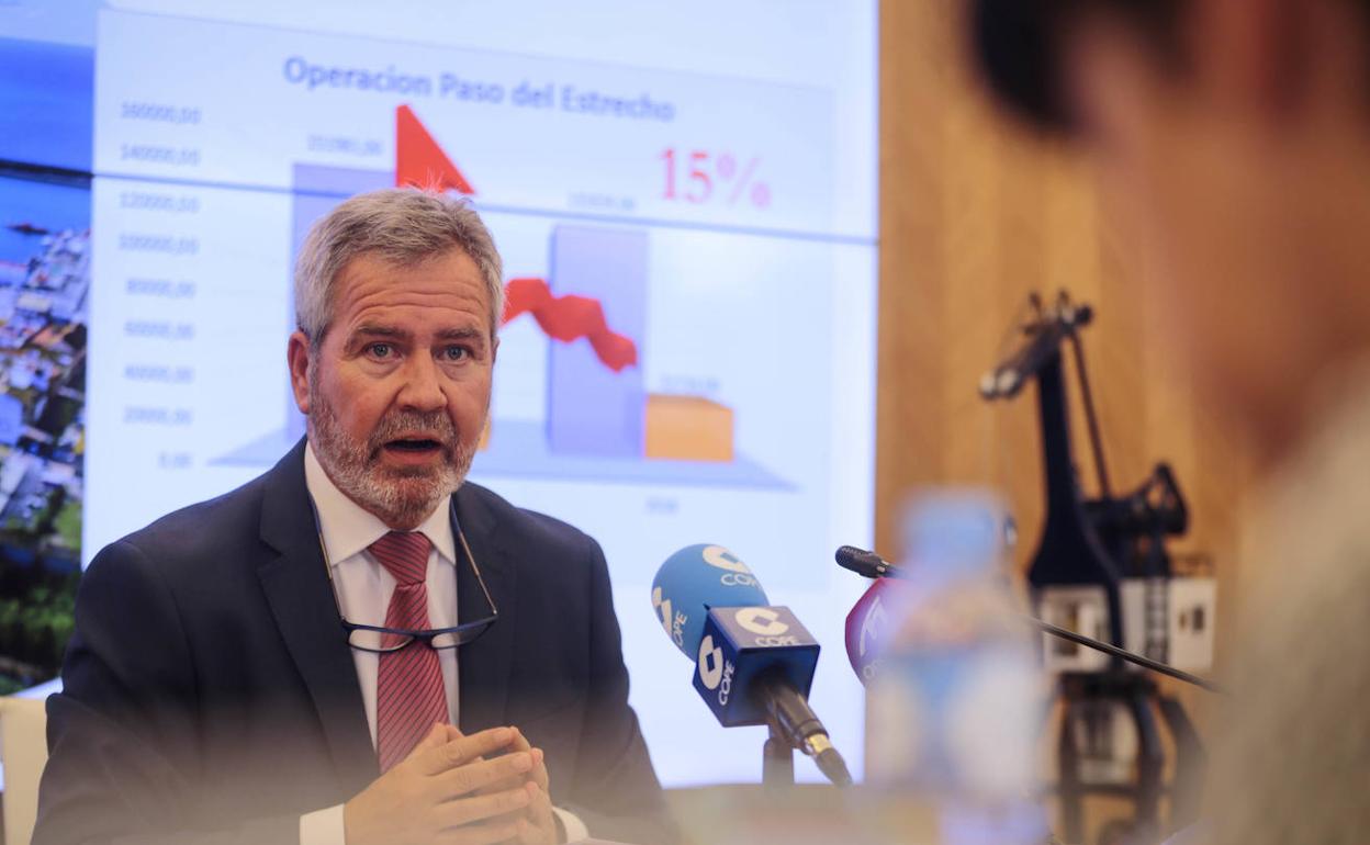 El presidente del puerto de Motril, José García Fuentes, en la rueda de prensa de ayer.