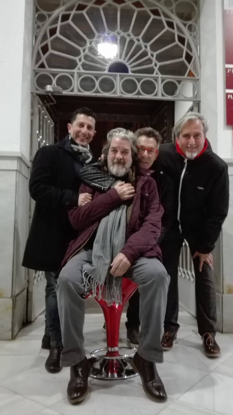 Corralito, Rafael Riqueni, Raúl Alcover y Pancho Brañas, en la presentación del último disco de Alcover.