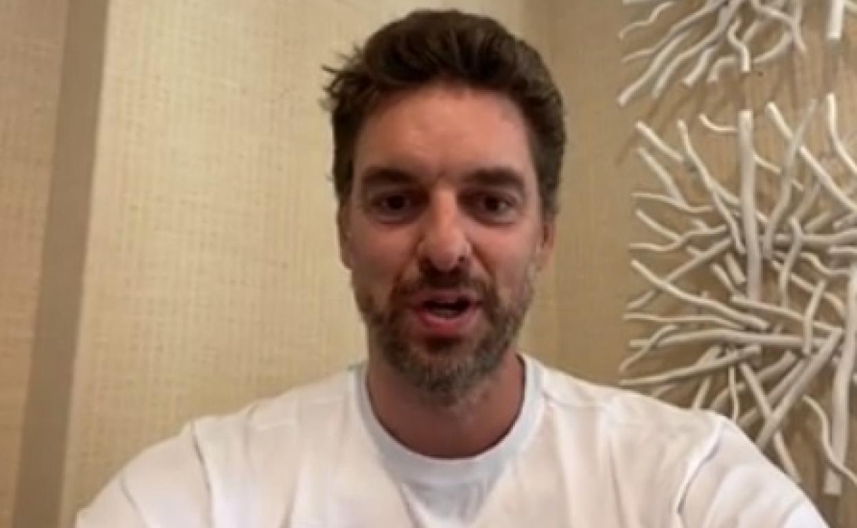 Pau Gasol, en un frame de su mensaje publicado en la red social. 