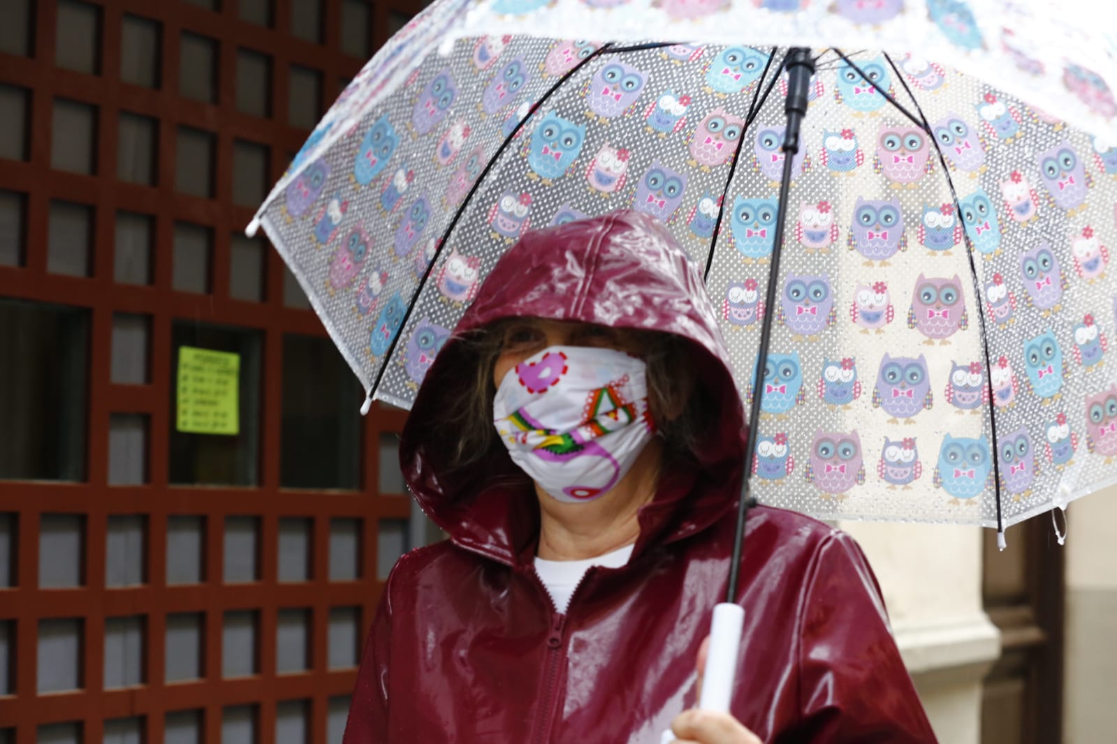 El agua que está cayendo sobre a capital provoca que los granadinos que salen a la calle lo hagan protegidos