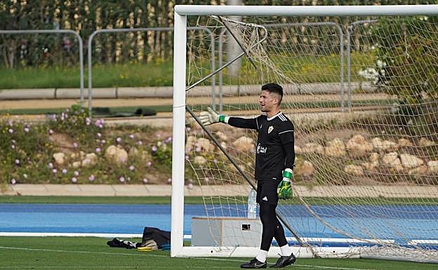 Jero Lario, durante el entrenamiento el Anexo. 