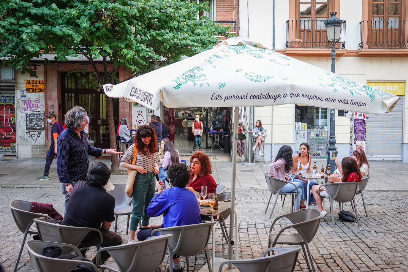 Fotos: Los terrazas de Granada se llenan en la primera tarde en la fase 1