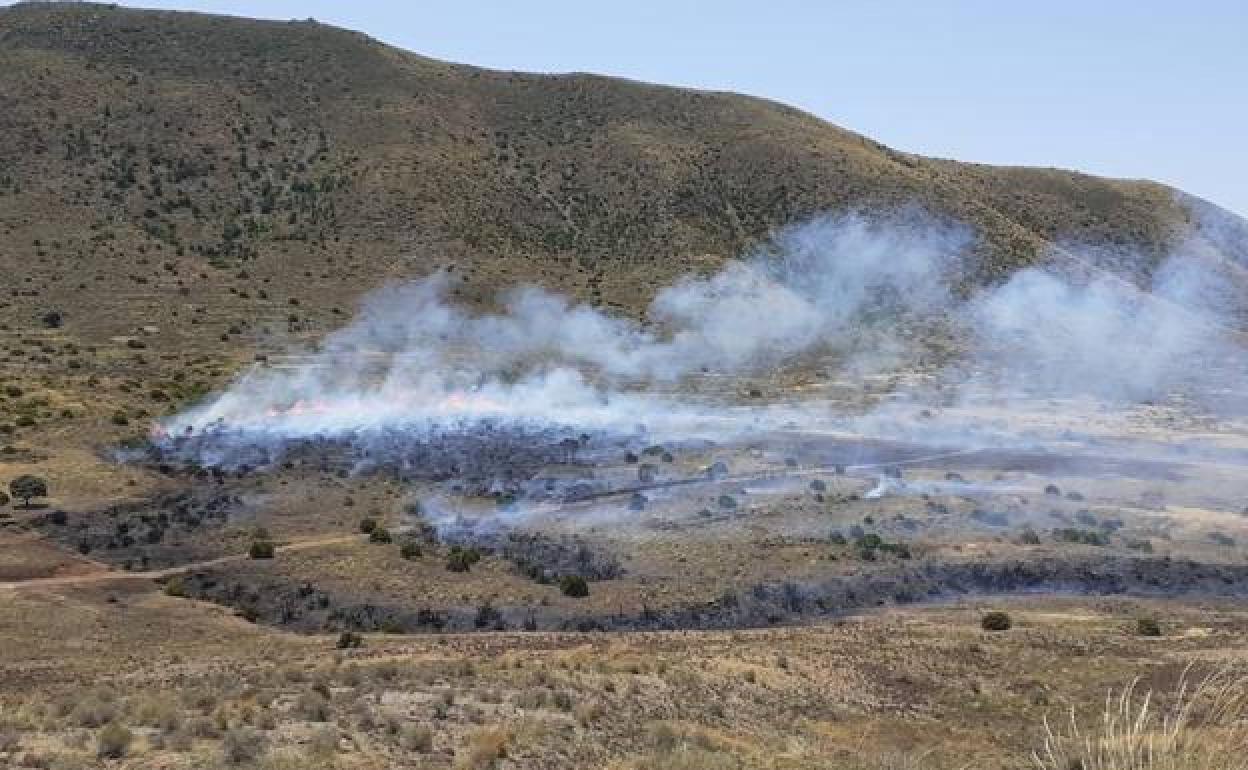 Incendio ocurrido ayer en Níjar. 