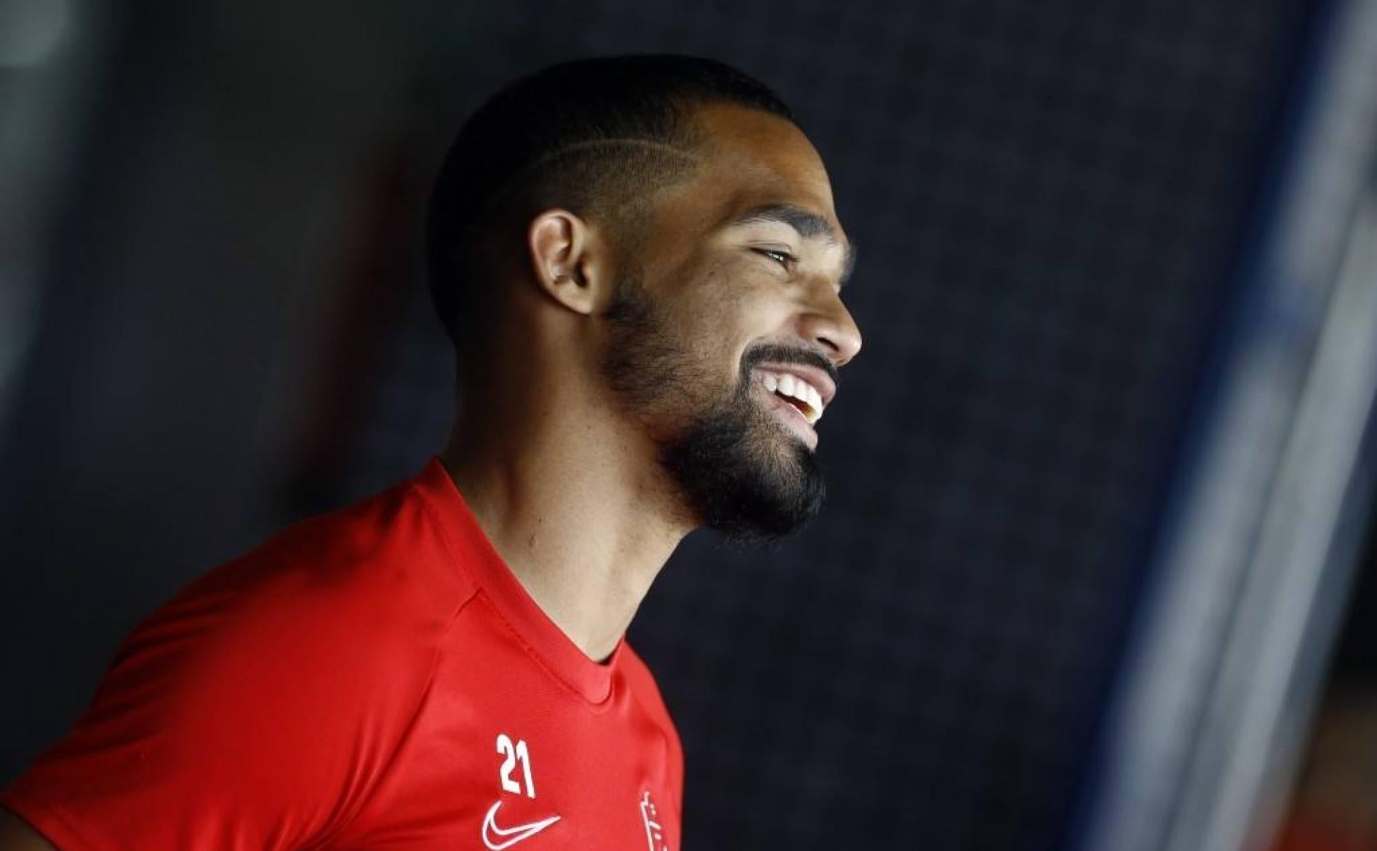 Yangel Herrera sonríe durante una mañana de trabajo reciente en el gimnasio de la Ciudad Deportiva del club. 