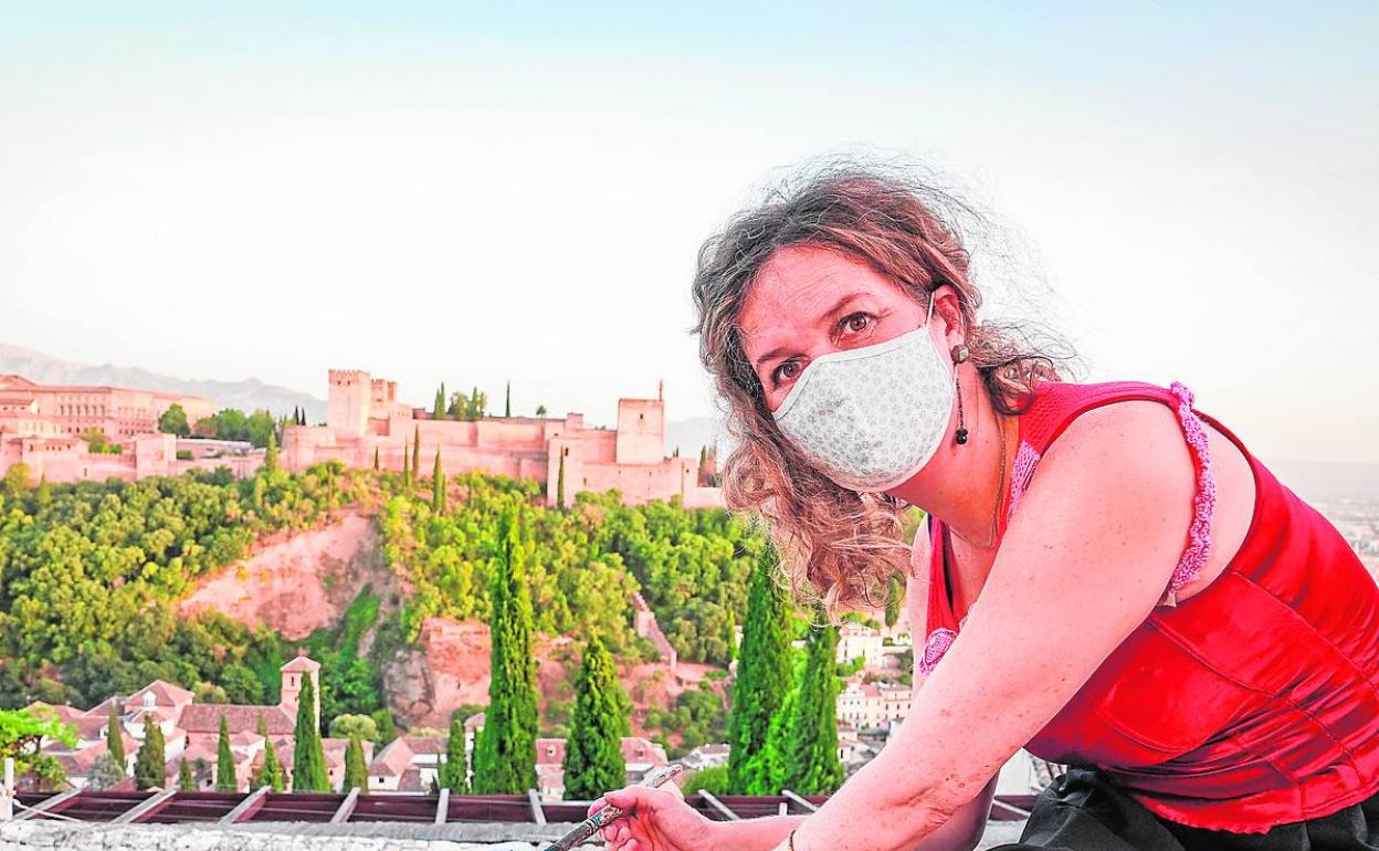 La artista, durante el acto. 