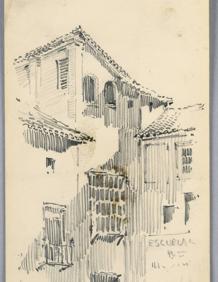 Imagen secundaria 2 - 1. Colotipo del Patio de la Acequia, en el Generalife, de Rafael Señán (circa 1900).2. 'Retrato de Mariano y su esposa', de Stephen Ferris (1881). 3. 'Casa en Granada', de Arnold W. Brunner (1892).