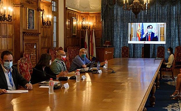 El ministro de Sanidad, Salvador Illa,durante su intervención por viedeoconferencia en los cursos de la Universidad Internacional Menéndez Pelayo