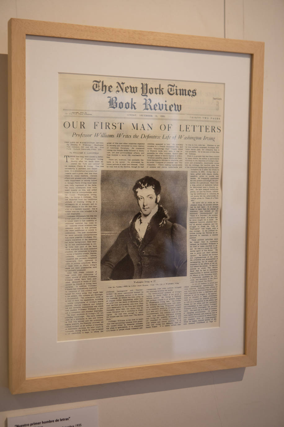 Exposición sobre Washington Irving en Casa de Zafra.