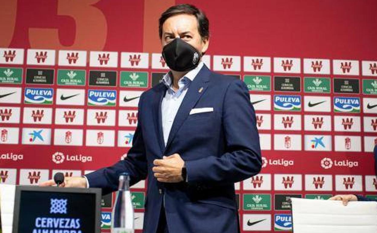 Monterrubio en la sala de prensa del club. 