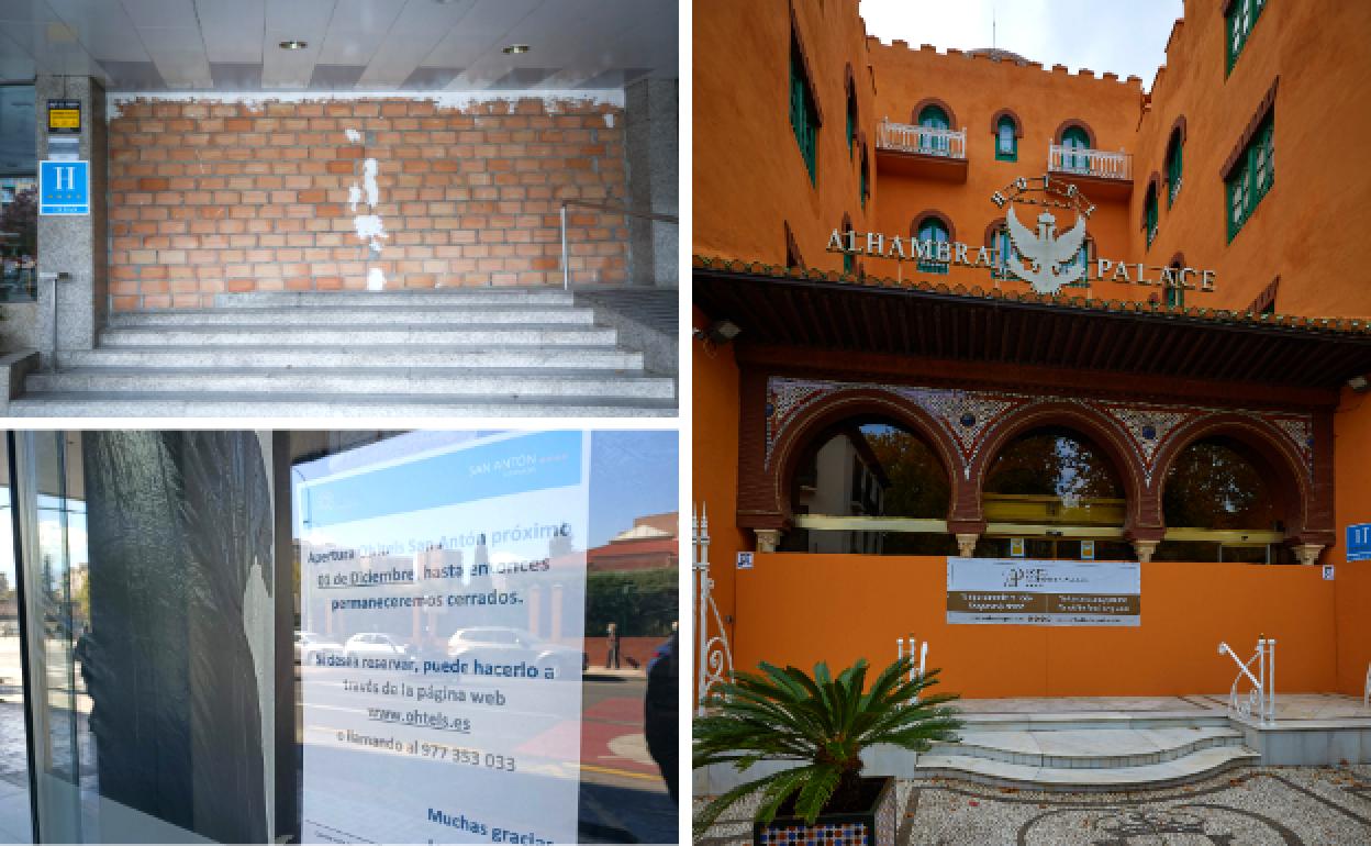 La puerta automática del hotel Leonardo está tapiada para evitar daños.