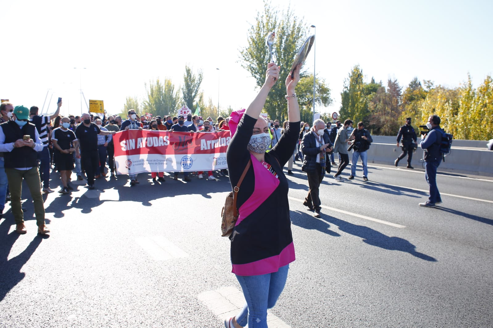 Los manifestantes han accedido a la A-44 al final de su recorrido