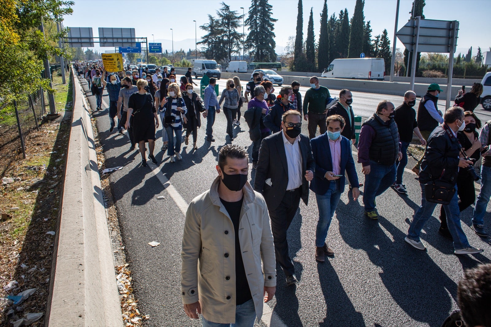 Los manifestantes han accedido a la A-44 al final de su recorrido