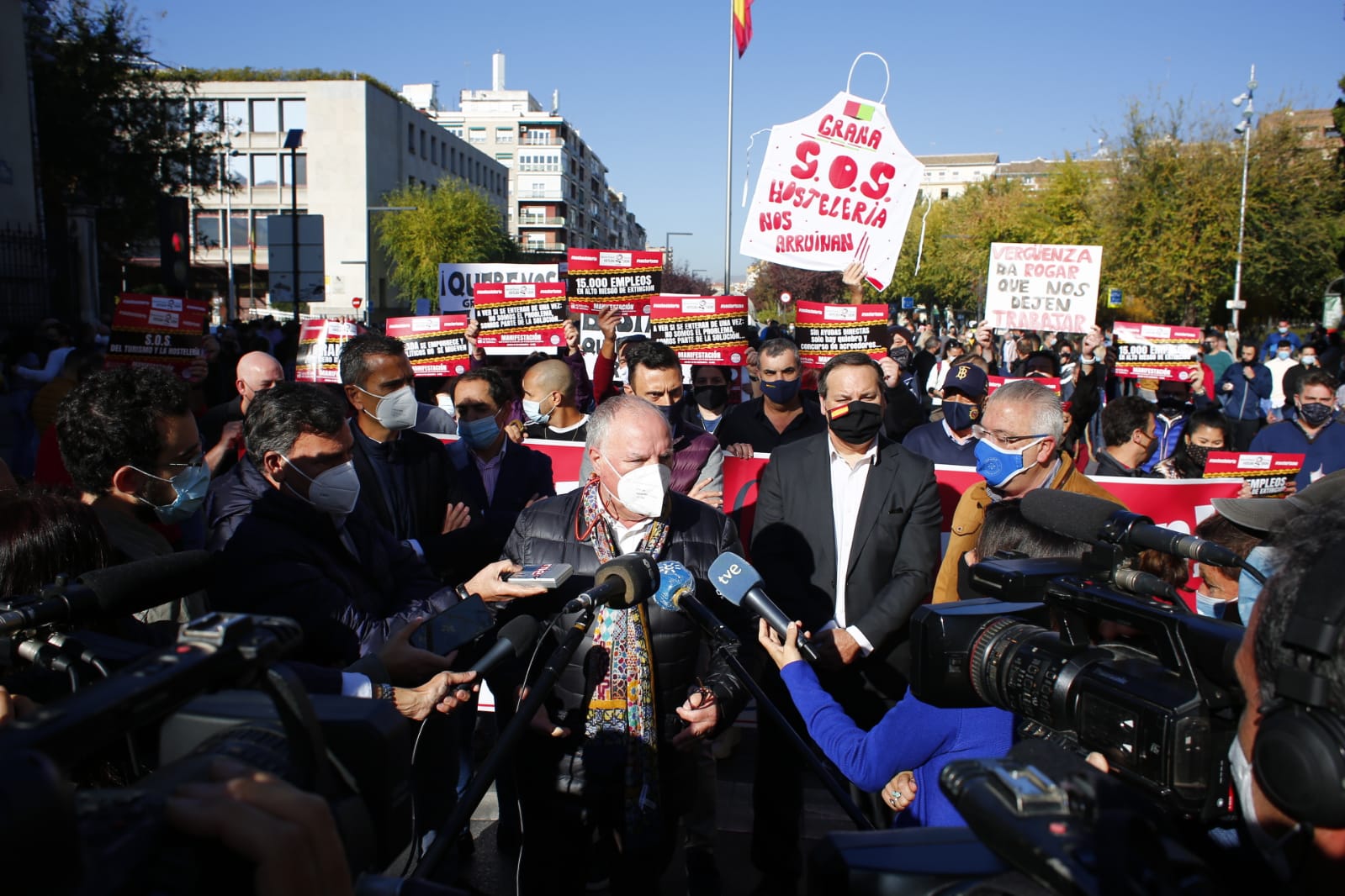 Los manifestantes han accedido a la A-44 al final de su recorrido