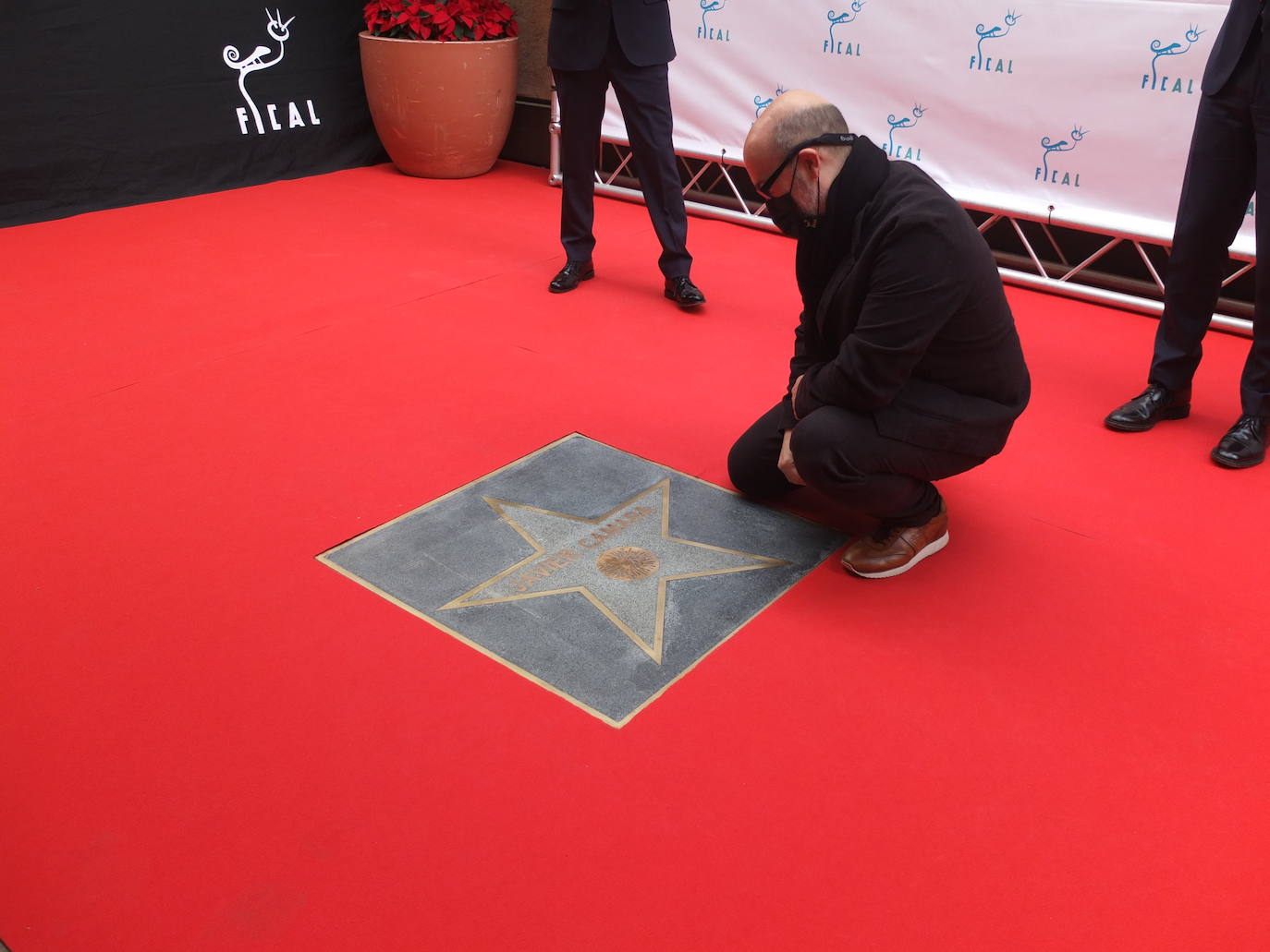 El actor riojano Javier Cámara, uno de los más afamados del cine español, ha destapado este sábado su estrella en el Paseo de la Fama de Almería.