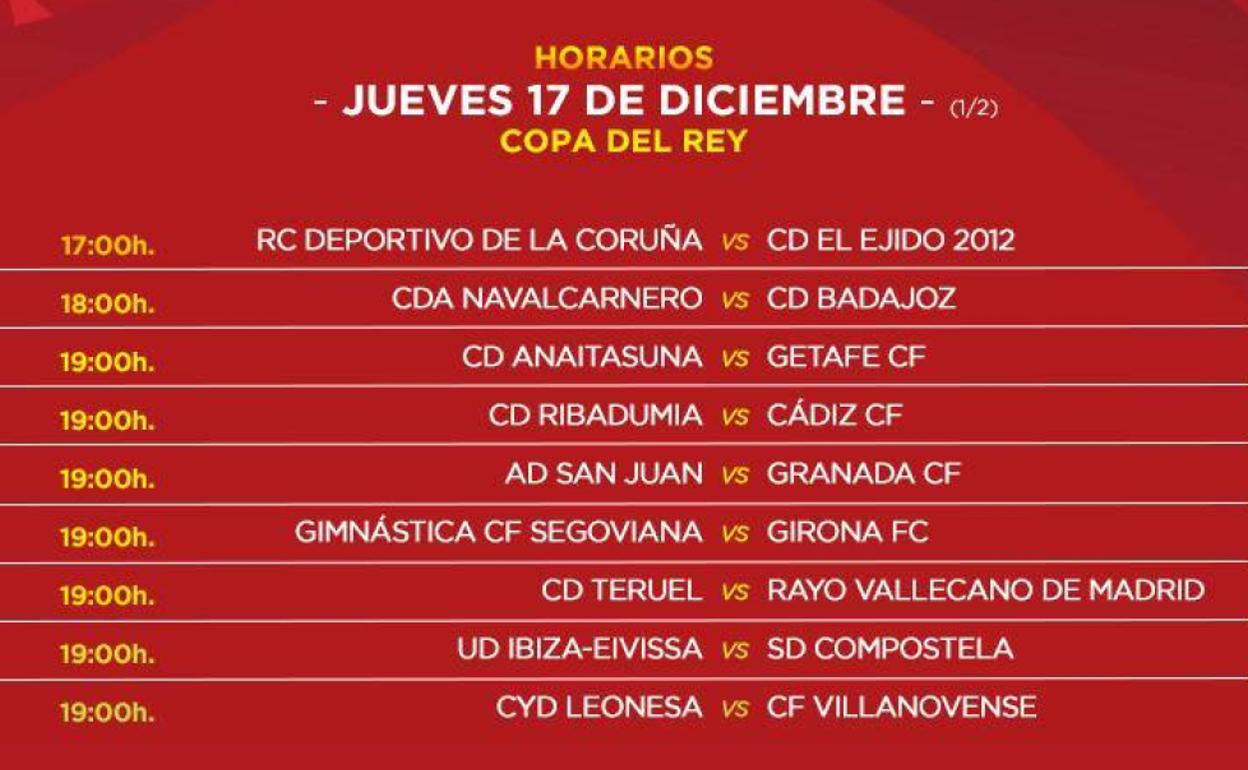 El Granada jugará en el primer turno del jueves 17 de diciembre. 