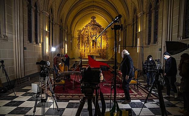 José Luis López, en pleno rodaje. 