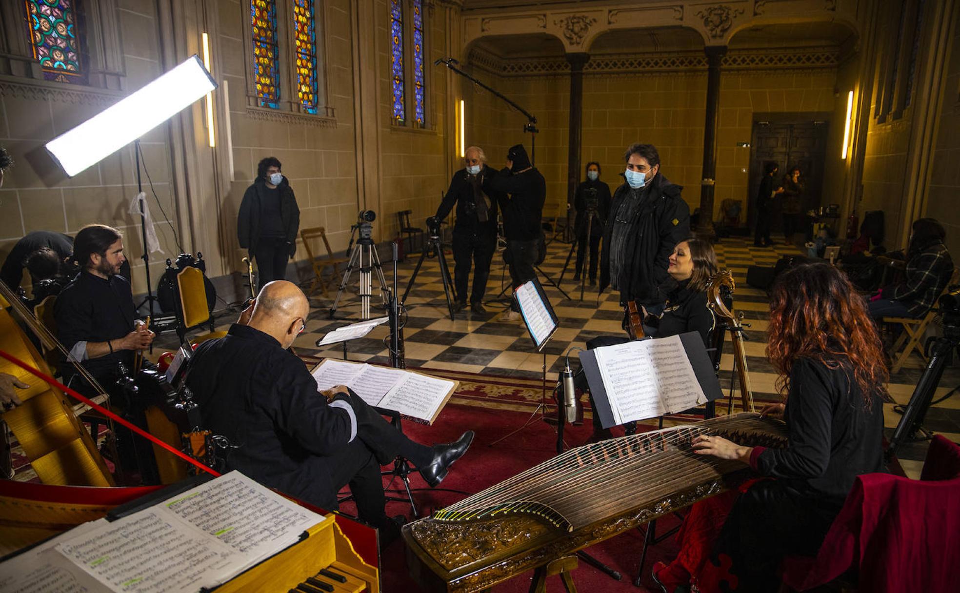 Rodaje de la película de José Luis López Linares, en la Abadía del Sacromonte. 