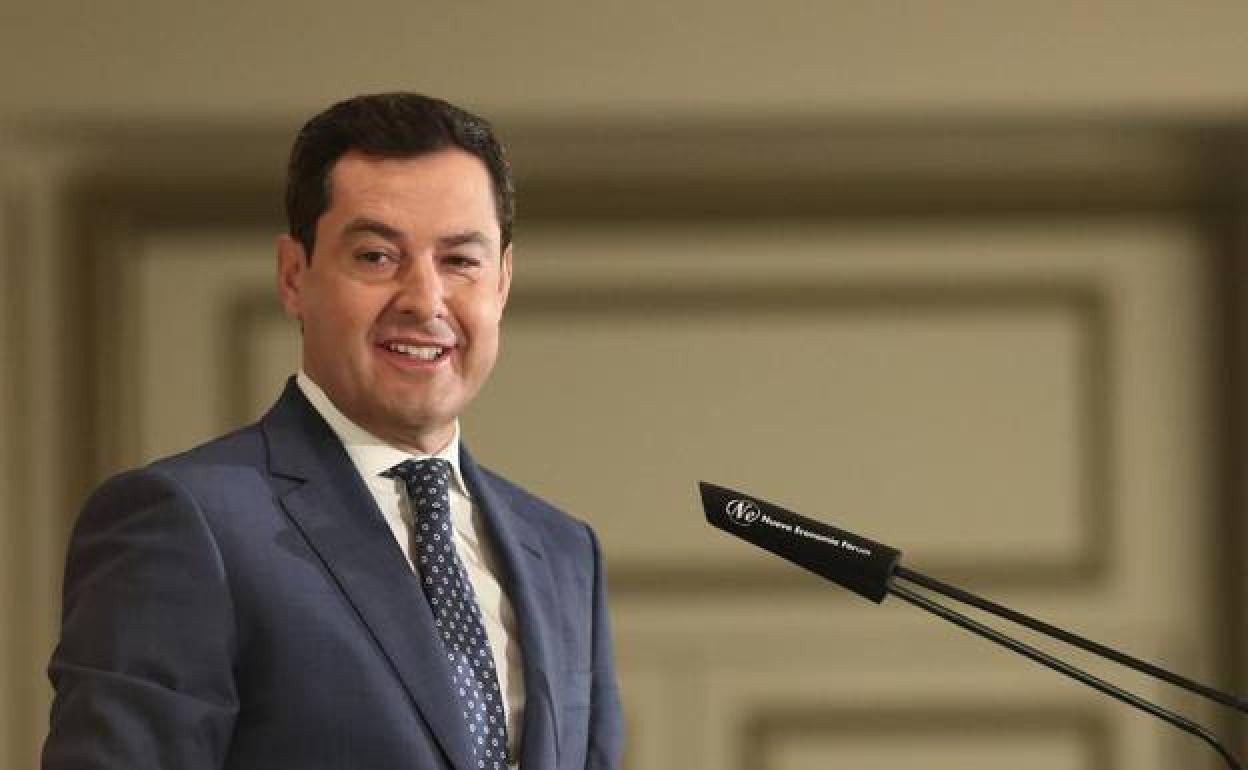 Juanma Moreno, durante una intervención previa. 