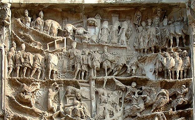 Detalle del arco de triunfo de Septimio Severo, erigido por Anulino