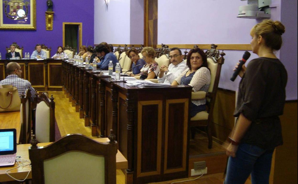 La ahora edil María Cantos, en el Ayuntamiento de Jaén en 2013 cuando dirigía OCO. 