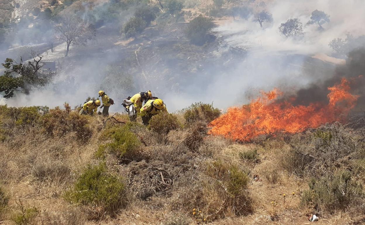El Infoca controla el incendio forestal en Güéjar Sierra