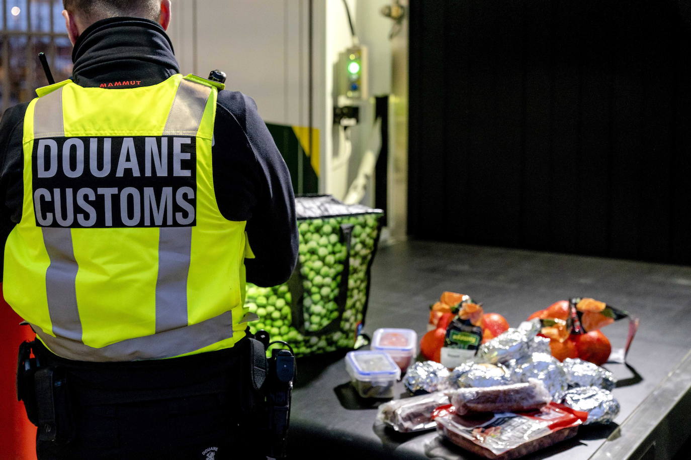 Agente, en la aduana del paso de Reino Unido a la UE. 
