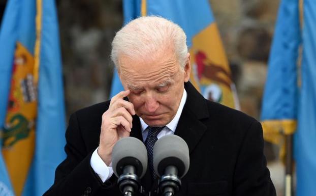 Biden, emocionado en su despedida en Delaware.