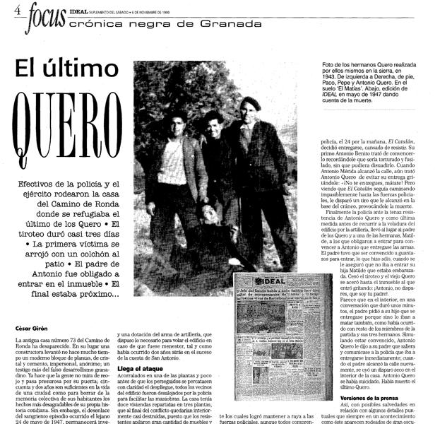 Relato de César Girón sobre la muerte del último de los hermanos Quero.