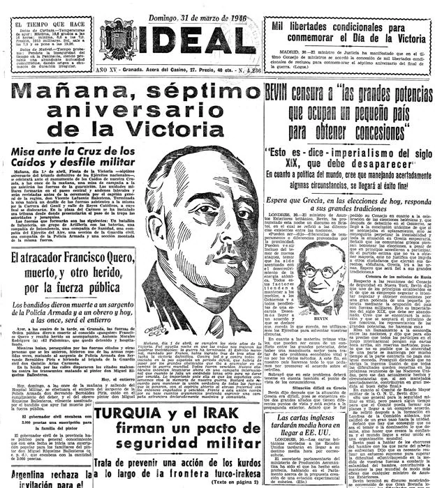 Portada de IDEAL de 1946 que recoge la muerte de uno de los hermanos Quero