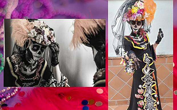 Imagen principal - Participantes en el carnaval. 