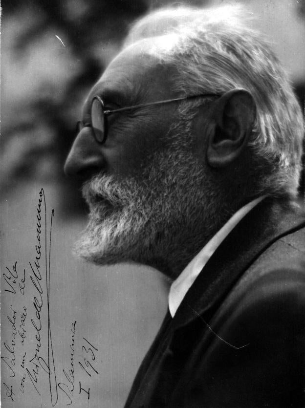 Foto de Miguel de Unamuno dedicada a Salvador Vila. 