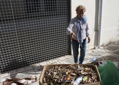 Imagen secundaria 1 - Isabel y Mariano. Una de las cajas con las hojas recogidas. Y mantas tendidas, recién lavadas. 