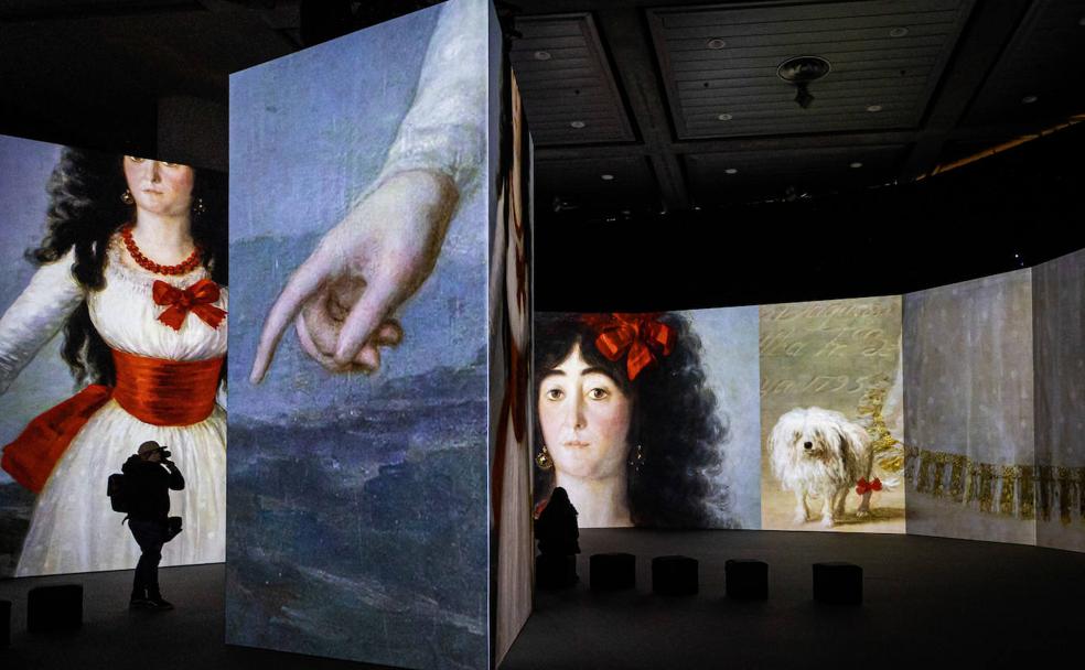 Fotógrafo 'inmerso' en la exposición #InGoya en el Palacio de Congresos. 