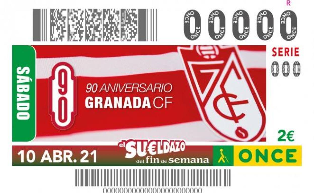 Cupón especial de la ONCE por el 90 aniversario del Granada. 