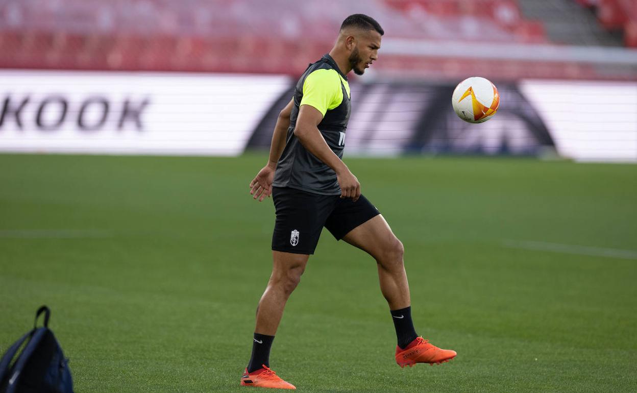 Luis Suárez, en el entrenamiento de ayer. 
