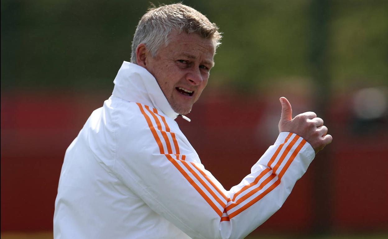 Ole Gunnar Solskjaer, durante un entrenamiento en la semana. 